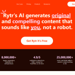 Rytr's main dashboard after login — empty state