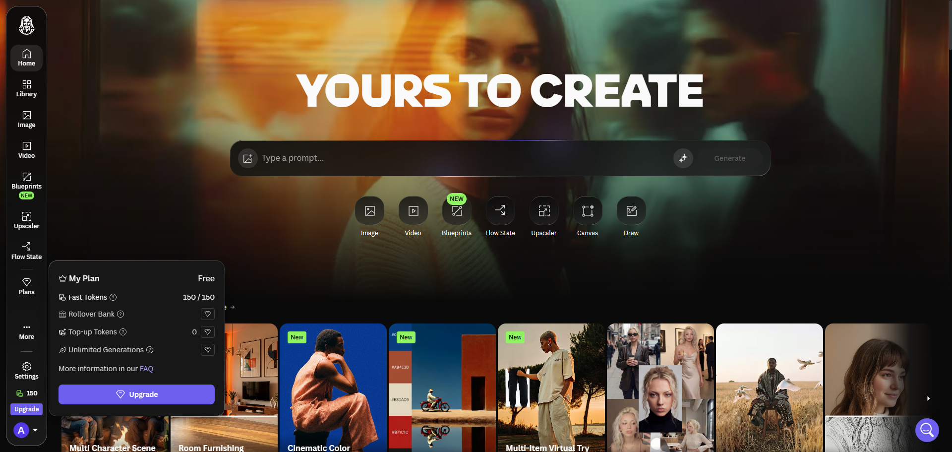 Token counter showing 150/150