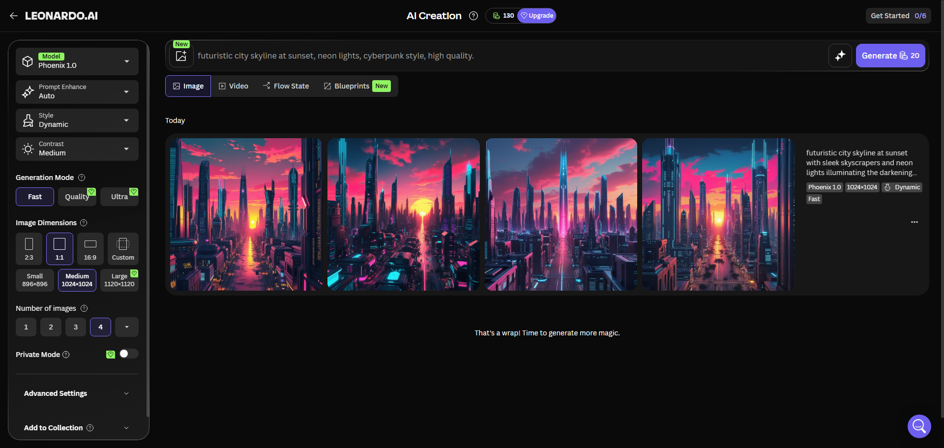 My first Leonardo.ai generation — cyberpunk cityscape