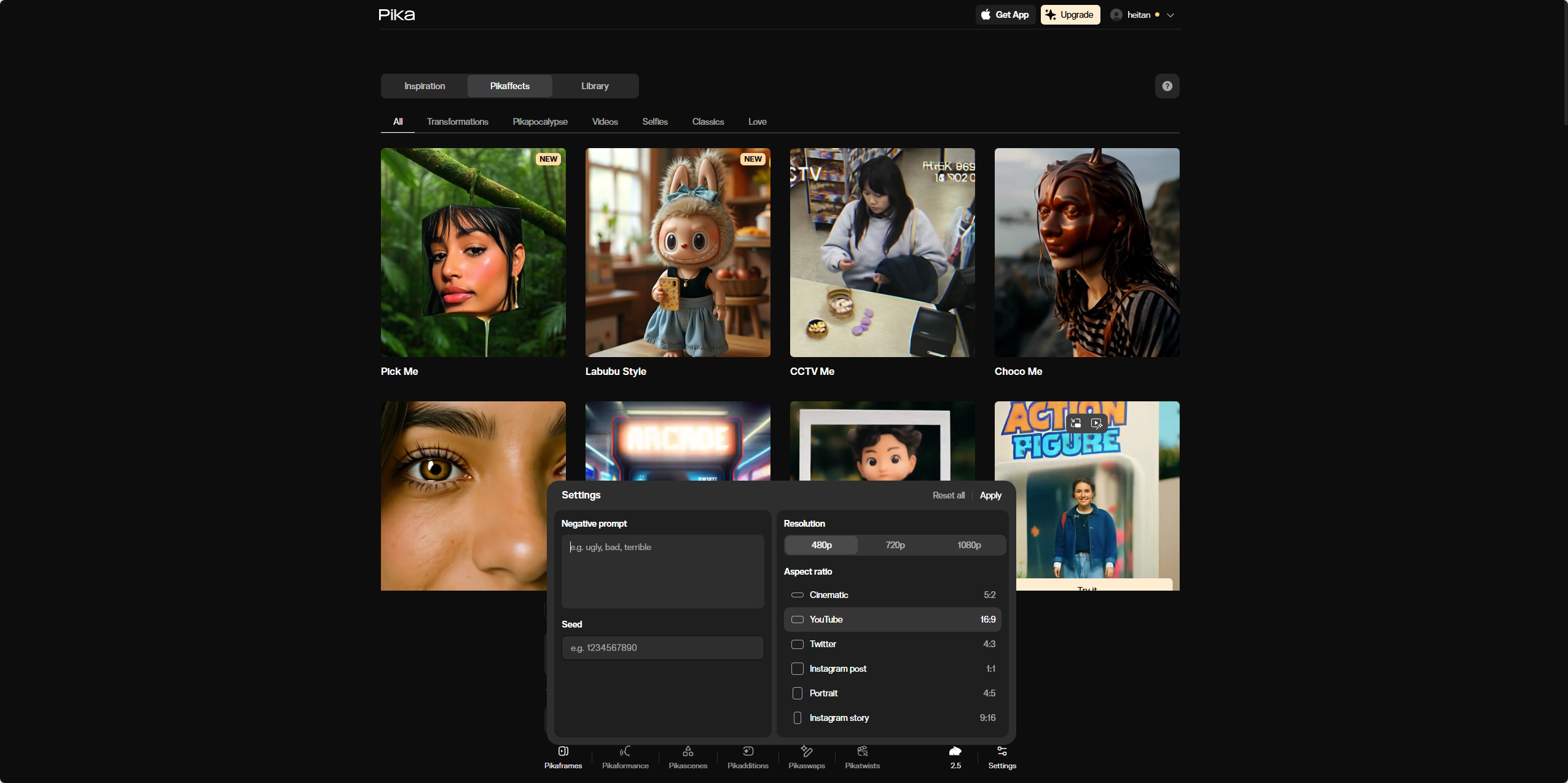 Pika Labs generation interface with motion control slider
